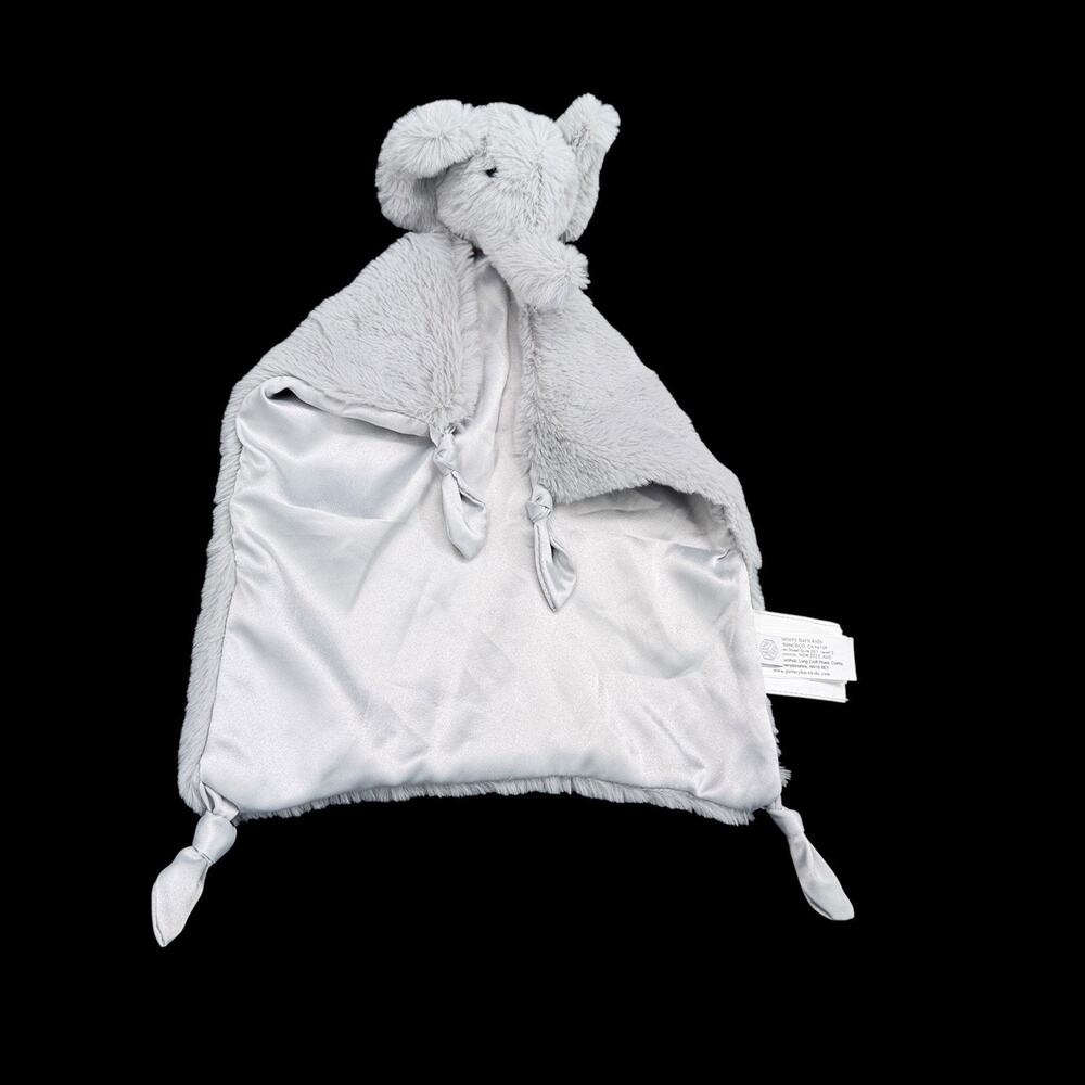 Pottery Barn Kids Grey Elephant Security Blanket Lovey Soft Satin Knotted 2023